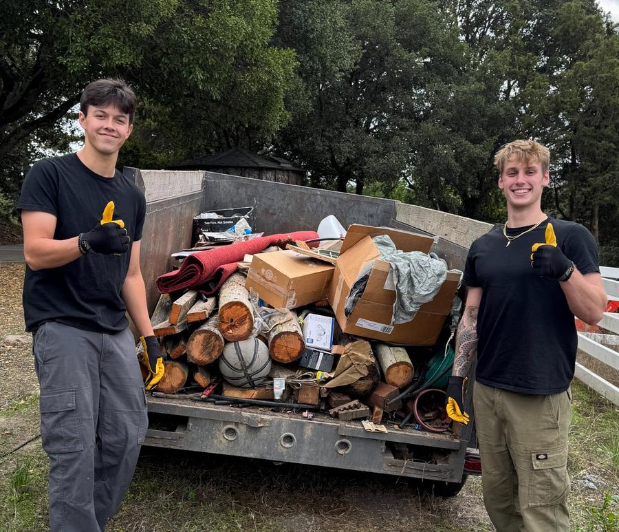 Rowan and Marco with a loaded truck
